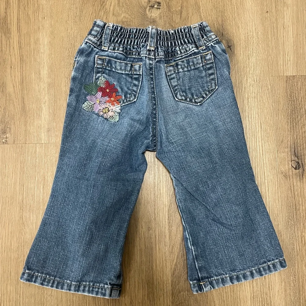 Embroidered‎ floral Blue Denim toddler Jeans size 18-24m